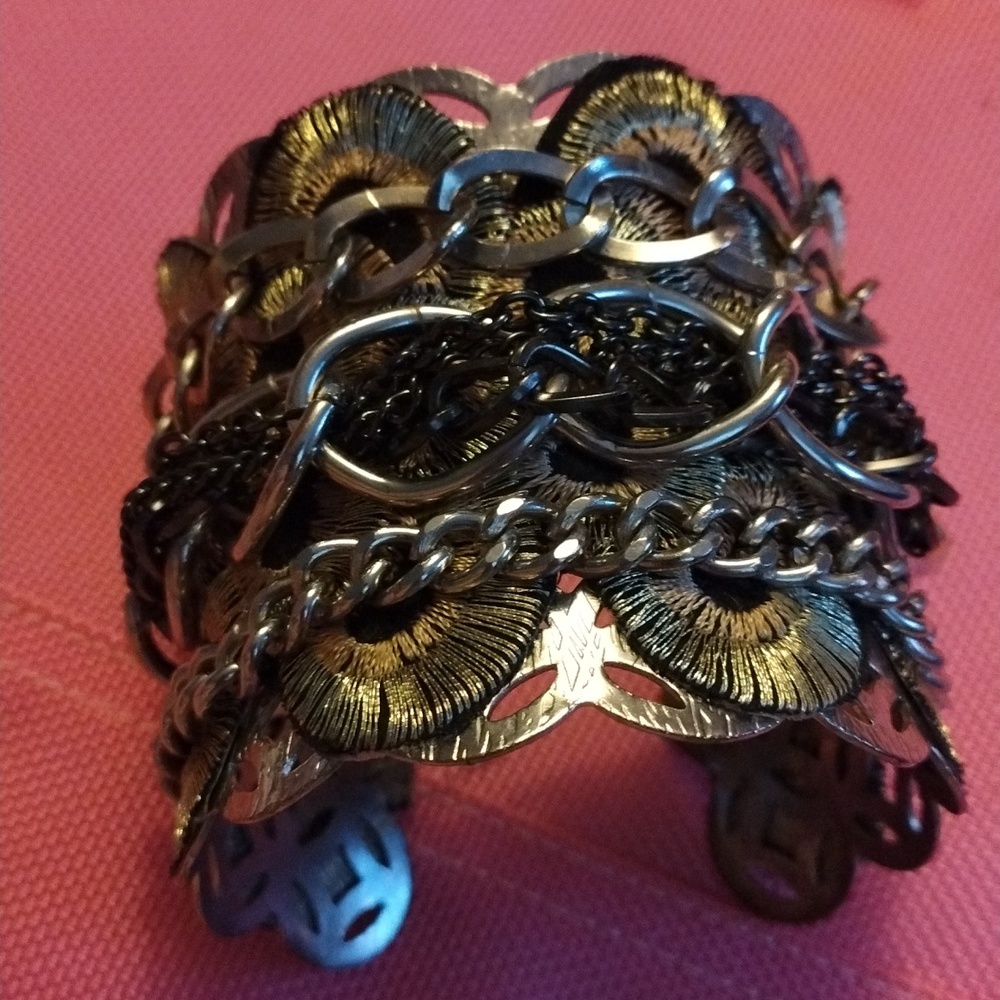 Chain Bangle Bracelet Adjustable Black Silver Gold - image 8